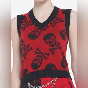 Skulls With Heart Eyes Crop Top Sweater Vest
